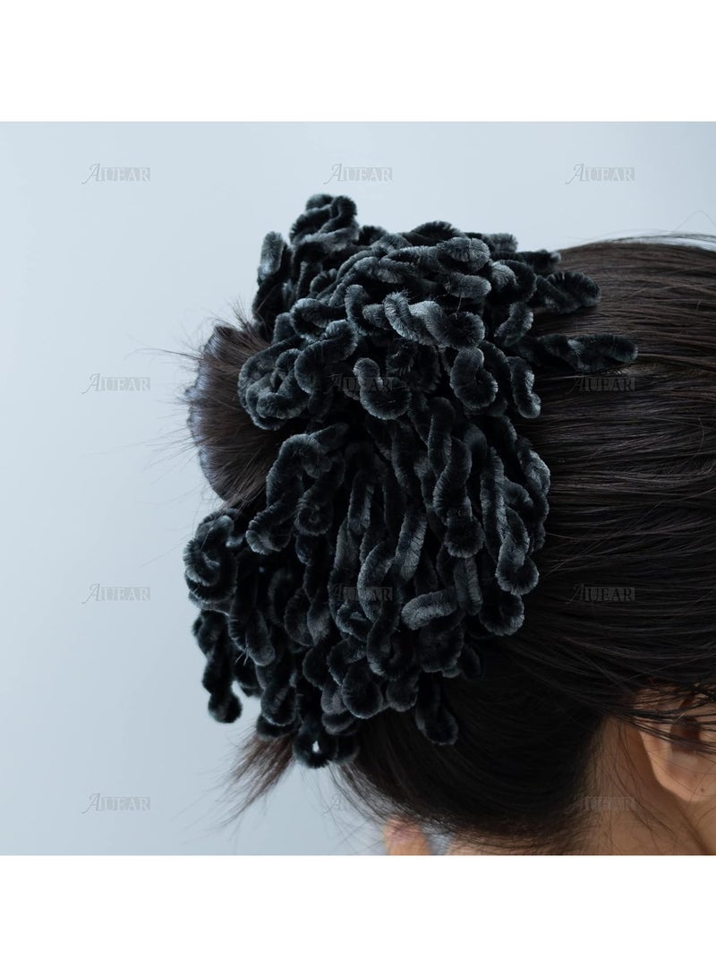 STAR BEJA AUEAR 2 Pcs Volumising Scrunchie Hijab Volumizer Khaleeji Hair Headwear Black & Gray - Image 2