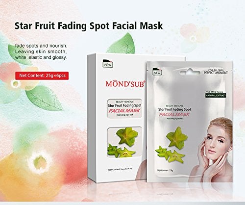 Mond'sub MONDSUB Star Fruit Beauty Skin Care Face Sheet Facial Masks with Natural Extract Improving Vigor Skin 25gm each for Women and Men Pack of 5 - Image 2