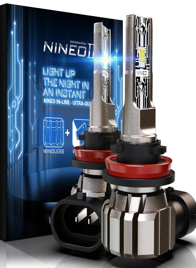 NINEO H11 Bulbs, H11 Fog Light, 300% Brighter H8 H9 6500K Cool White, Fanless Wireless in-Line Bulbs (Pack of 2) - Image 1