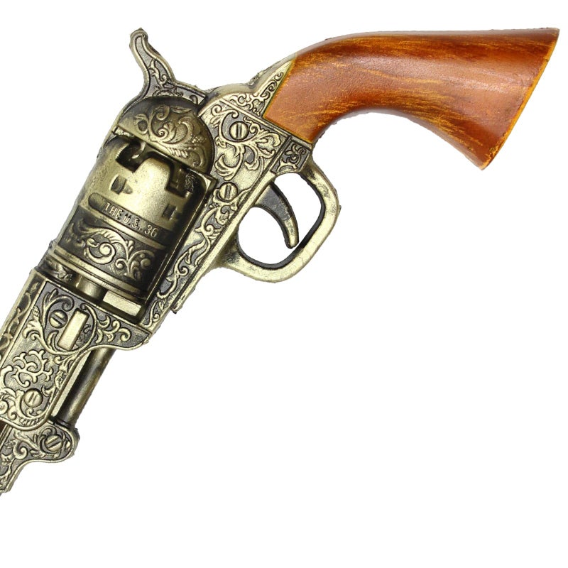 LALAPORT 13-Inch Decorative Western Classic Revolver Style, Body SMB-110 with Ornate Engravings, Suitable for Decoration, Collecting, Costuming and Cosplay, Role-Playing, Halloween (Gold) - Image 4