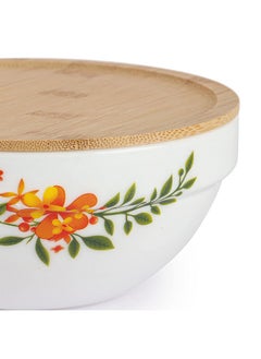 Cello CELLO Opalware Royale Mixing Bowl Set with Bamboo Lid - Lily 500ml, 1000ml, 1500ml, White, 3 Units  - Image 5
