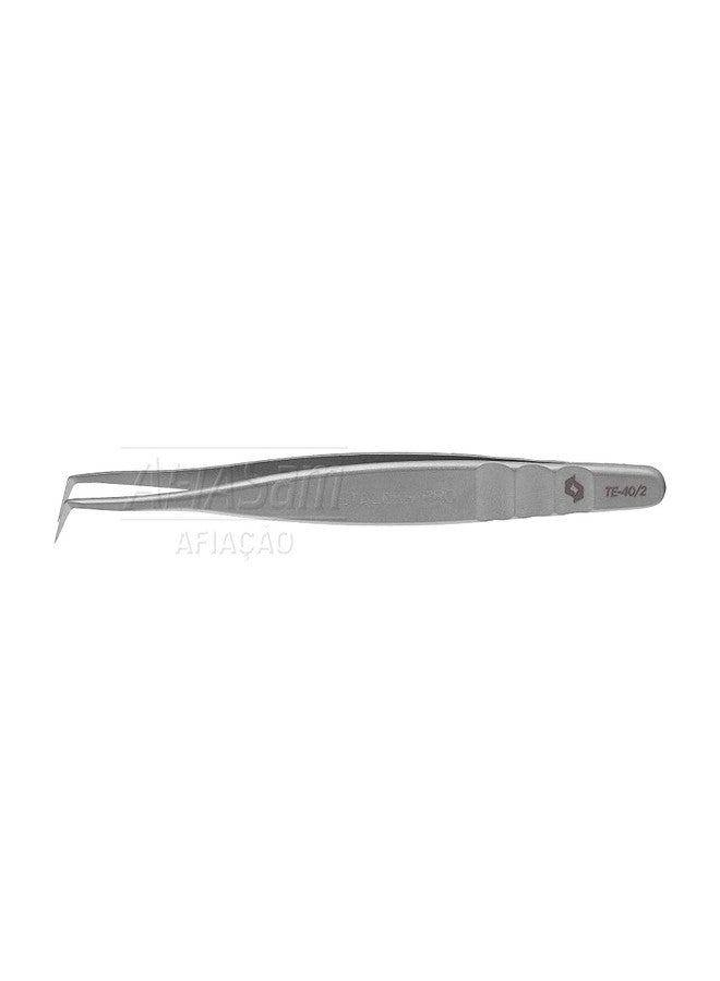 Staleks Pro Professional Eyelash Tweezers EXPERT 40 Type 2 - L-Shaped Tip - Stainless Steel - For Classic and Volume Extensions (70° Angle) - Image 1