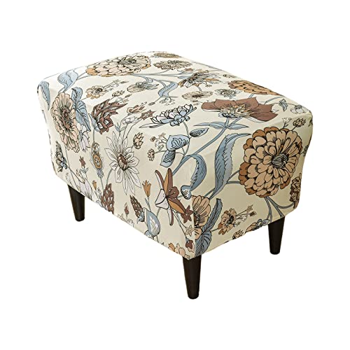 KRFOONN Ottoman Slipcovers Stretch Rectangle Footrest Stool Covers Printed Ottoman Cover for Foot Stool Furniture Protector with Non Slip Elastic Bottom06 Large