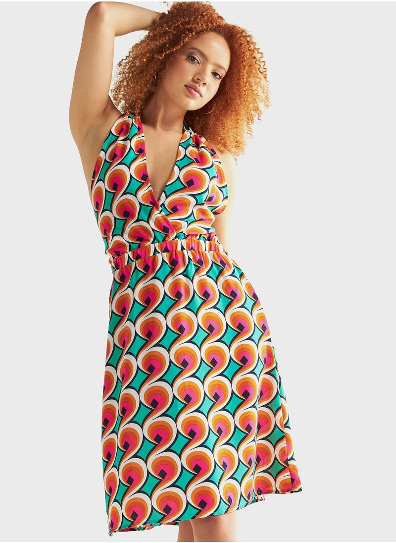 FAV - Halter Neck Printed Dress - Image 1