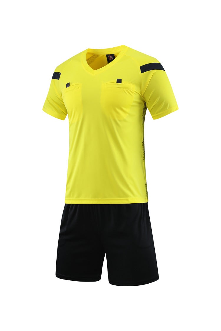 Generic Summer Referee Kit Mens Short Sleeve Soccer Uniform Yellow