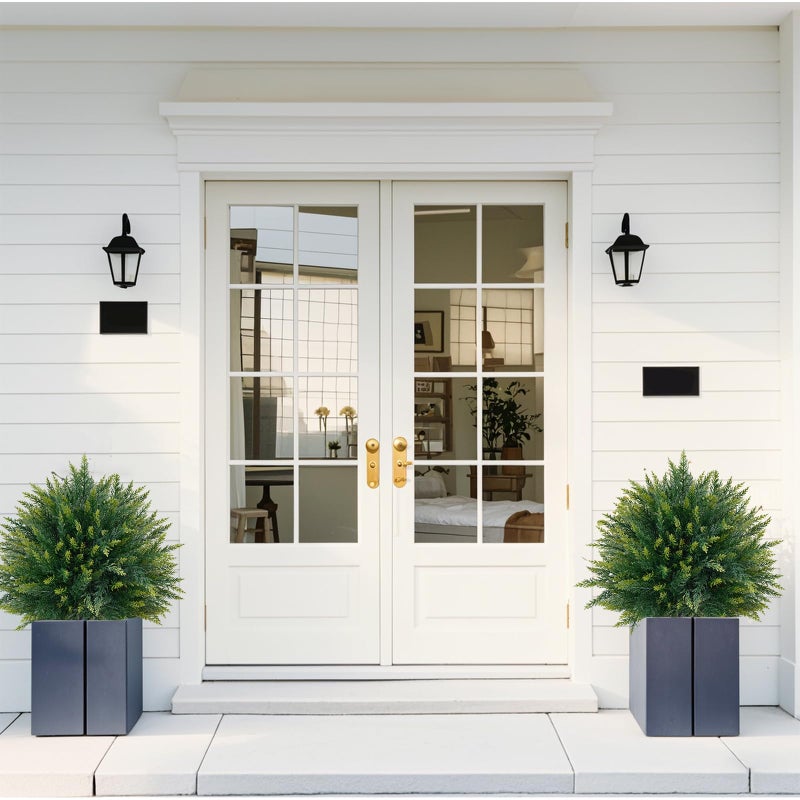 EverNature 2 Pack Artificial Cedar Topiary Trees with Ground Spike, Fake Pine Shrubs Bushes, UV Resistant Faux Evergreen Cypress Tree Plants for Indoor Outdoor Planters Front Porch - Image 2