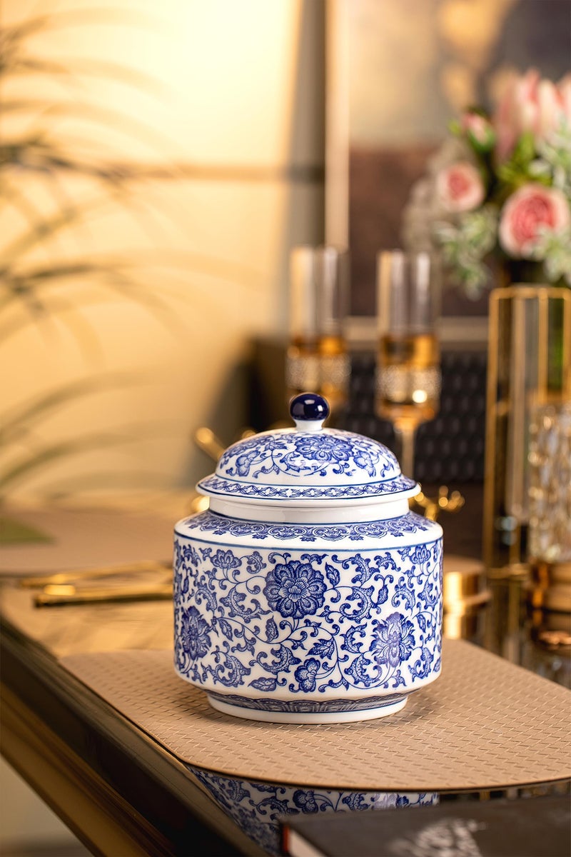 GaLouRo Blue and White Ginger Jar, Chinoiserie Vase, Small Chinoiserie Porcelain for Home DÃ©cor, Ginger Jar Vase Decor for Living Room, Shelf, Table, 7.5â€H - Image 4
