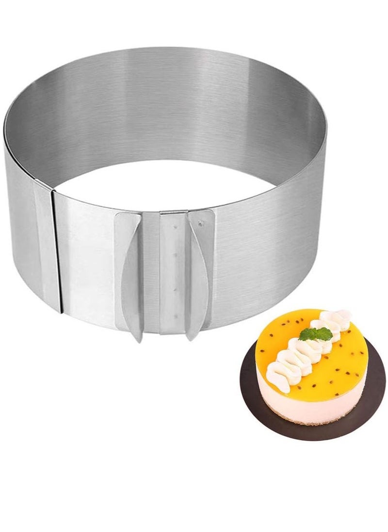 Bukela Cake Ring, 6 to12 Inch Adjustable Stainless Steel Round Cake Mousse Mould Ring, Bakeware Tools Cake Baking Mold  - Image 1