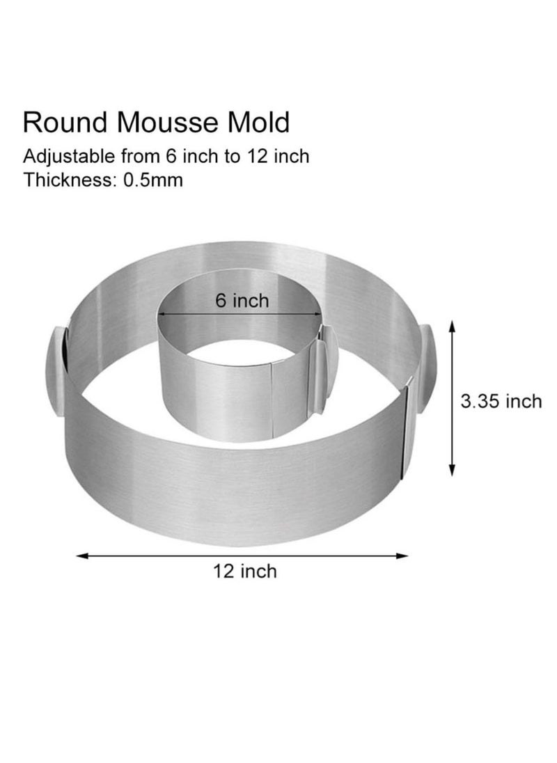 Bukela Cake Ring, 6 to12 Inch Adjustable Stainless Steel Round Cake Mousse Mould Ring, Bakeware Tools Cake Baking Mold  - Image 2
