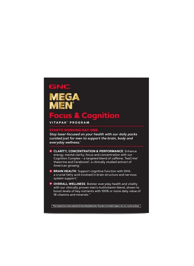 GNC - GNC Mega Men Focus & Cognition Vitapak Program | 30 Servings - Image 1