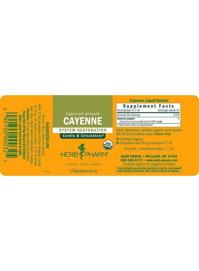 HERB PHARM Certified Organic Cayenne Extract For Cardiovascular And Circulatory Support 1 Ounce - Image 3