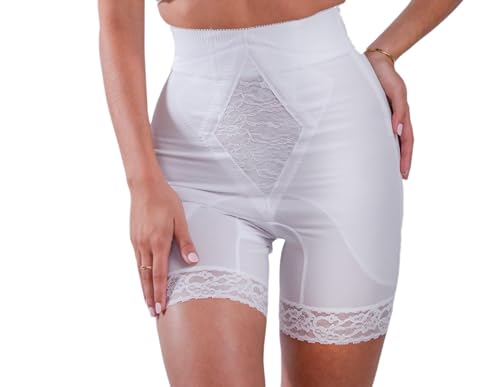 Rago 6206 - High Waist Long Leg Shaper | Made in USA | No Top Roll Waistband | Quality Material | Medium Control | White 5XL/40 - Image 1