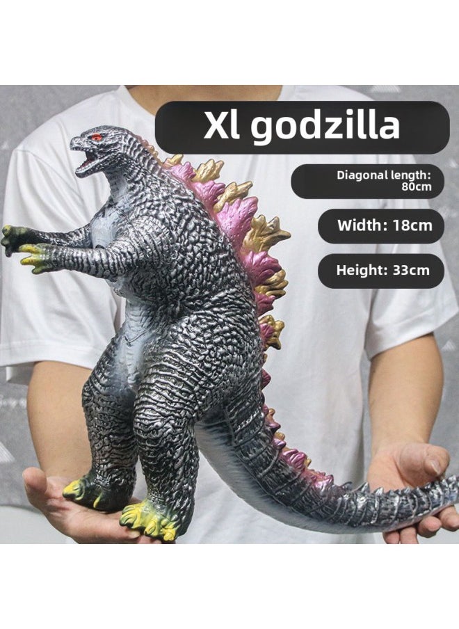 Generic - Dinosaur Toy Soft Rubber Super Large Simulation Tyrannosaurus Raptor Boy Children-Color:Xl Godzilla Pink Silver-Specifications:[regular Version] Dinosaur Calls (30% Of People Choose) - Image 1