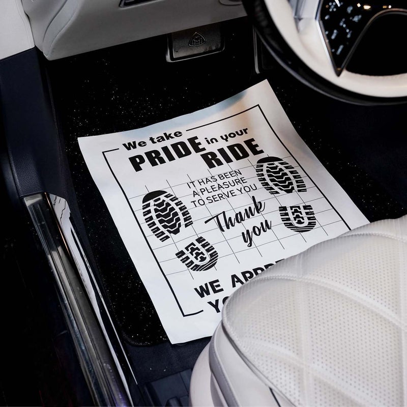 Ickimee 50Pcs Paper Floor Mats for Cars, Disposable White Automotive Floor Mats Kraft Paper, Waterproof Car Foot Pads Protective Papers, Thank You Mats for Car Detailing, Auto Dealership (20" x 16") - Image 4