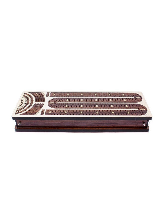 House of Cribbage - Continuous Cribbage Board/Box Inlaid in Maple/Rosewood : 4 Track - Side Drawers with Score Marking Fields for Skunks, Corners and Won Games - Image 2