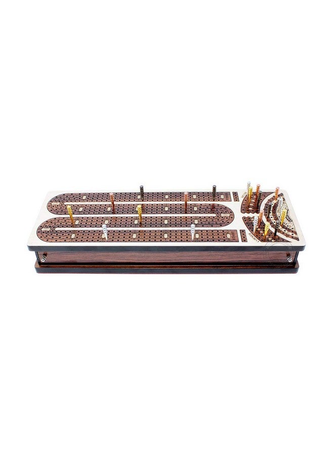 House of Cribbage - Continuous Cribbage Board/Box Inlaid in Maple/Rosewood : 4 Track - Side Drawers with Score Marking Fields for Skunks, Corners and Won Games - Image 5