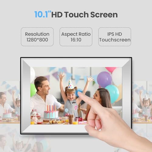 Youyu Frameo Digital Picture Frame 10.1 Inch Smart WiFi Digital Photo Frame, IPS Touch Screen, 32GB, Electronic Slideshow, Load from Phone App, Auto-Rotate, for Grandparents & Mothers Day - Image 2