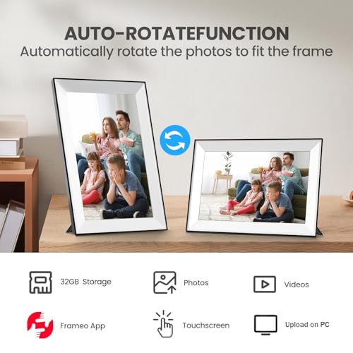 Youyu Frameo Digital Picture Frame 10.1 Inch Smart WiFi Digital Photo Frame, IPS Touch Screen, 32GB, Electronic Slideshow, Load from Phone App, Auto-Rotate, for Grandparents & Mothers Day - Image 4