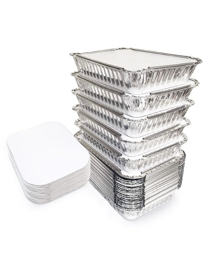 حاوية ألومنيوم ٣٫٥ لتر مع أغطية، ١٠ عبوات حاويات طعام ألومنيوم إضافية عميقة - Image 1