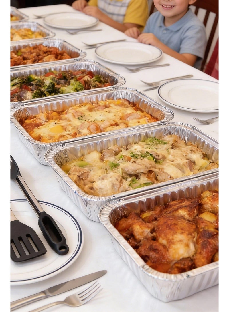 حاوية ألومنيوم ٣٫٥ لتر مع أغطية، ١٠ عبوات حاويات طعام ألومنيوم إضافية عميقة - Image 3