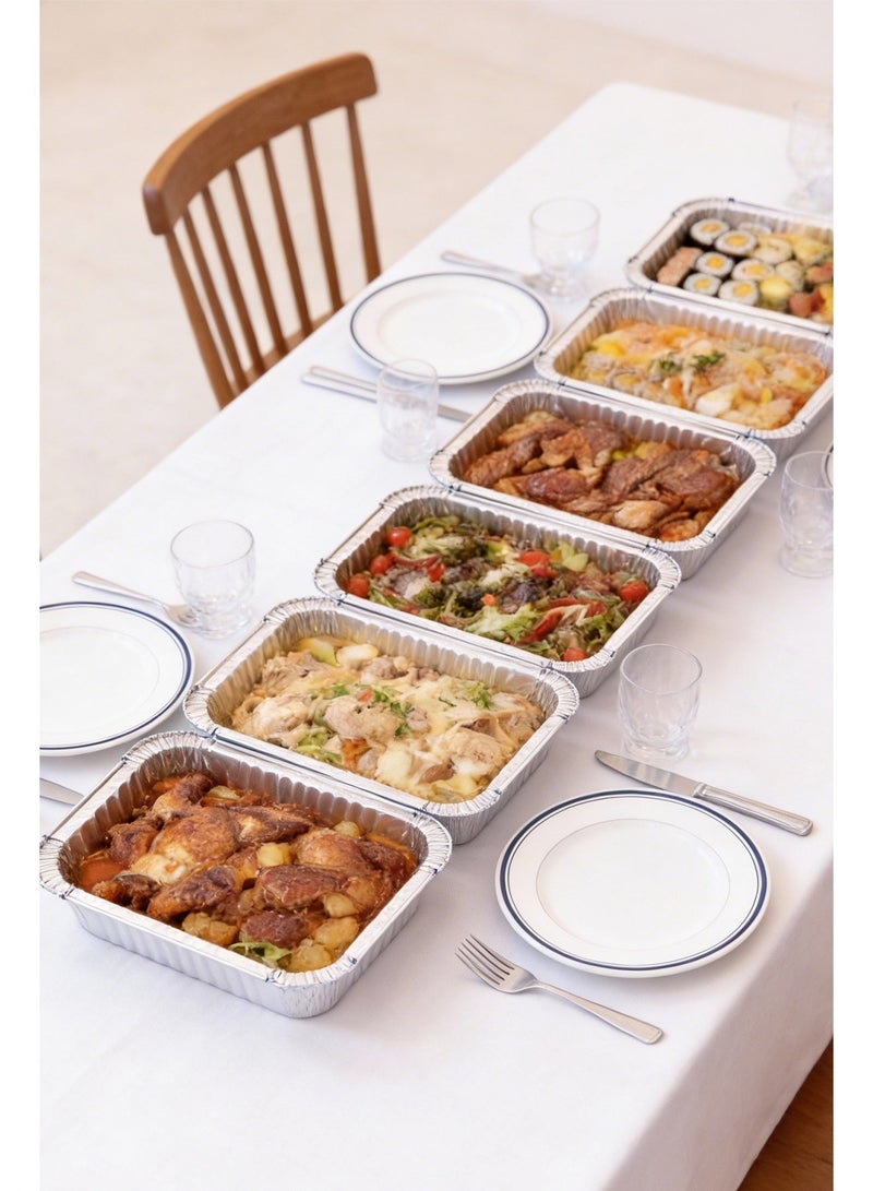 حاوية ألومنيوم ٣٫٥ لتر مع أغطية، ١٠ عبوات حاويات طعام ألومنيوم إضافية عميقة - Image 4