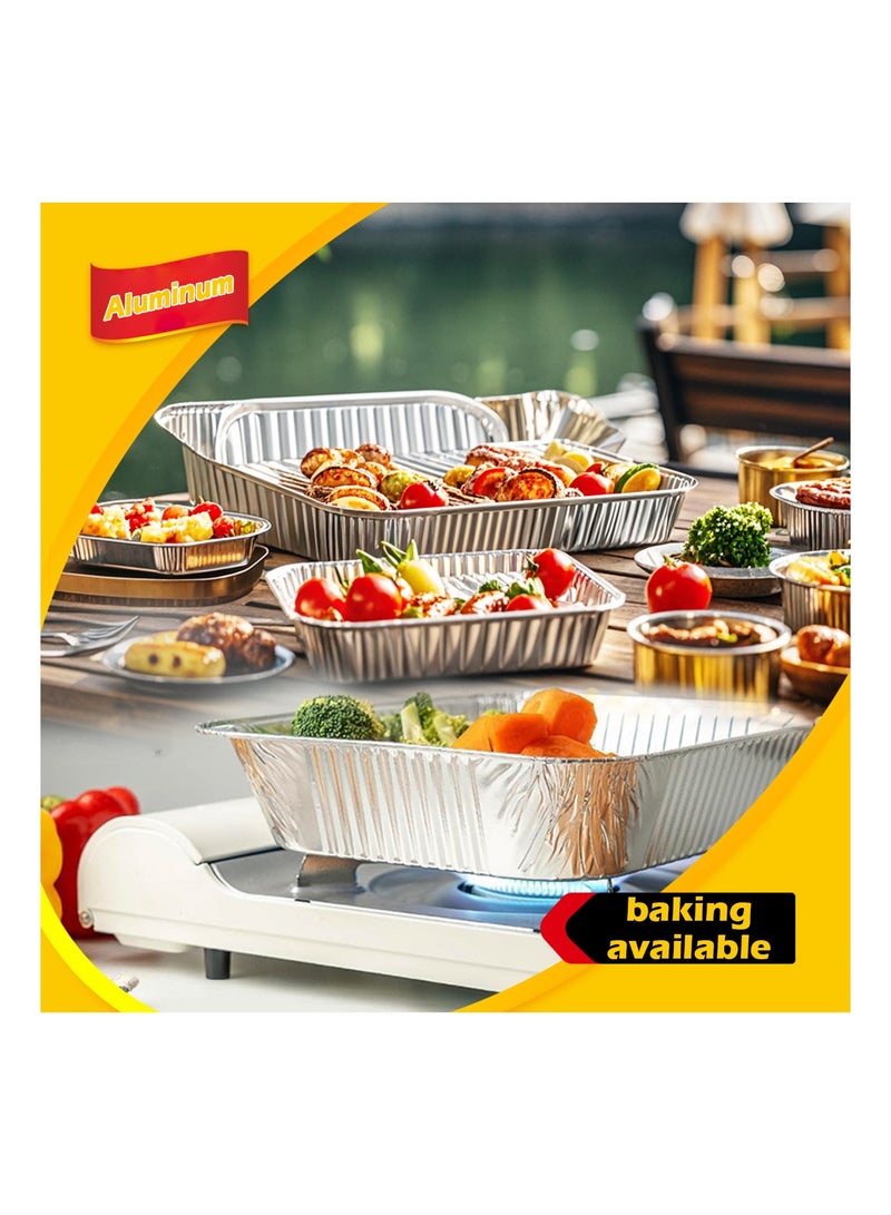 حاوية ألومنيوم ٣٫٥ لتر مع أغطية، ١٠ عبوات حاويات طعام ألومنيوم إضافية عميقة - Image 5