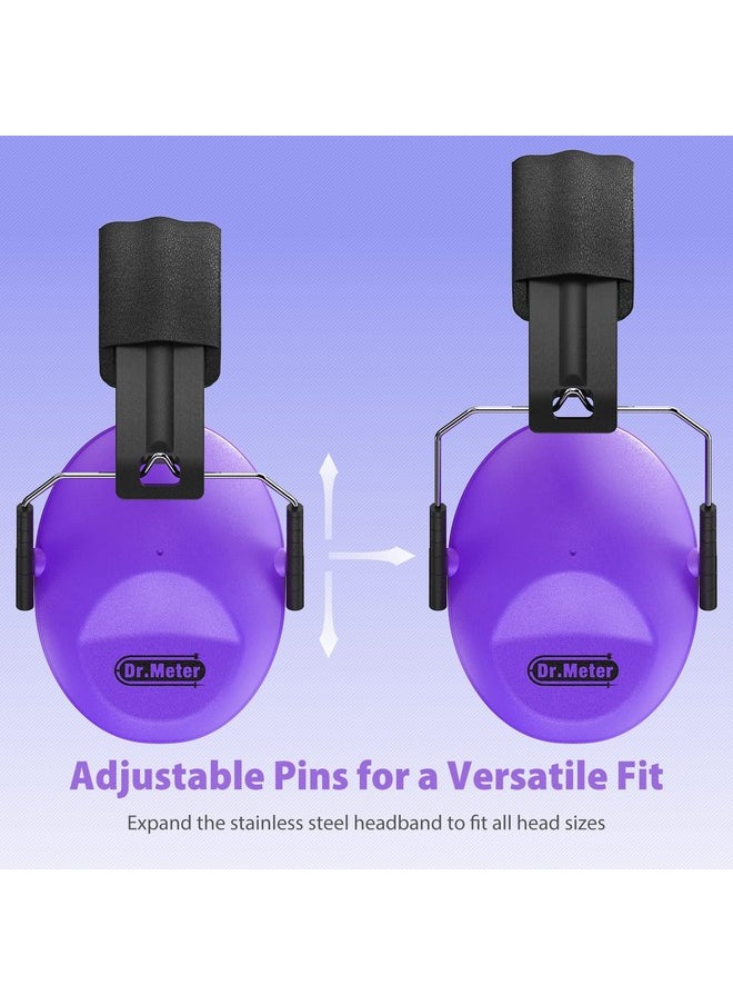 Dr.Meter Dr.meter Ear Muffs for Noise Reduction: EM100 SNR27.4 Kids Ear Protection with Adjustable Headband - Kids Noise Cancelling Headphones for Concerts, Football Game, Fireworks and Air Shows - Purple 