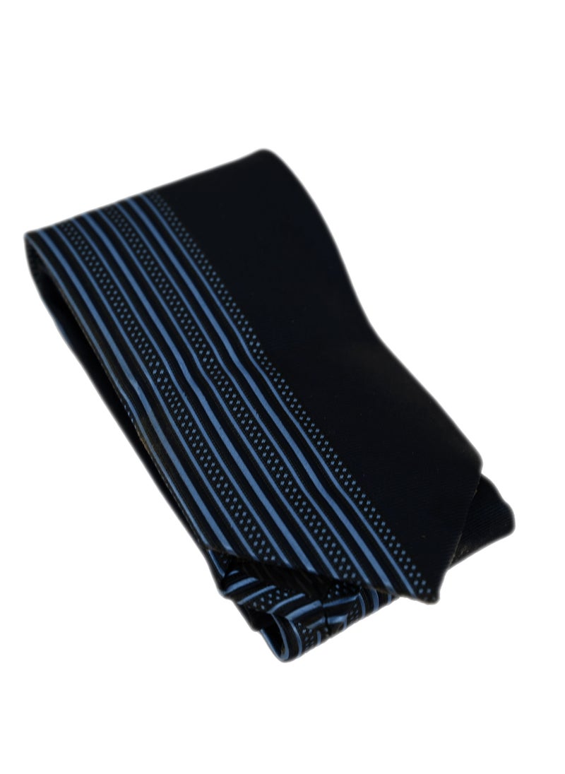 Generic - Blue Tie Gift Set With Pocket Square Cufflinks, Striped Cufflink Handkerchief Set, Pocket Square Cufflinks Mens Blue Tie - Image 1