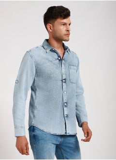 Dennis Lingo Stylish Blue Denim Shirt for Men - Slim Fit, Durable  - Image 3