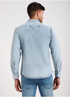 Dennis Lingo Stylish Blue Denim Shirt for Men - Slim Fit, Durable  - Image 5