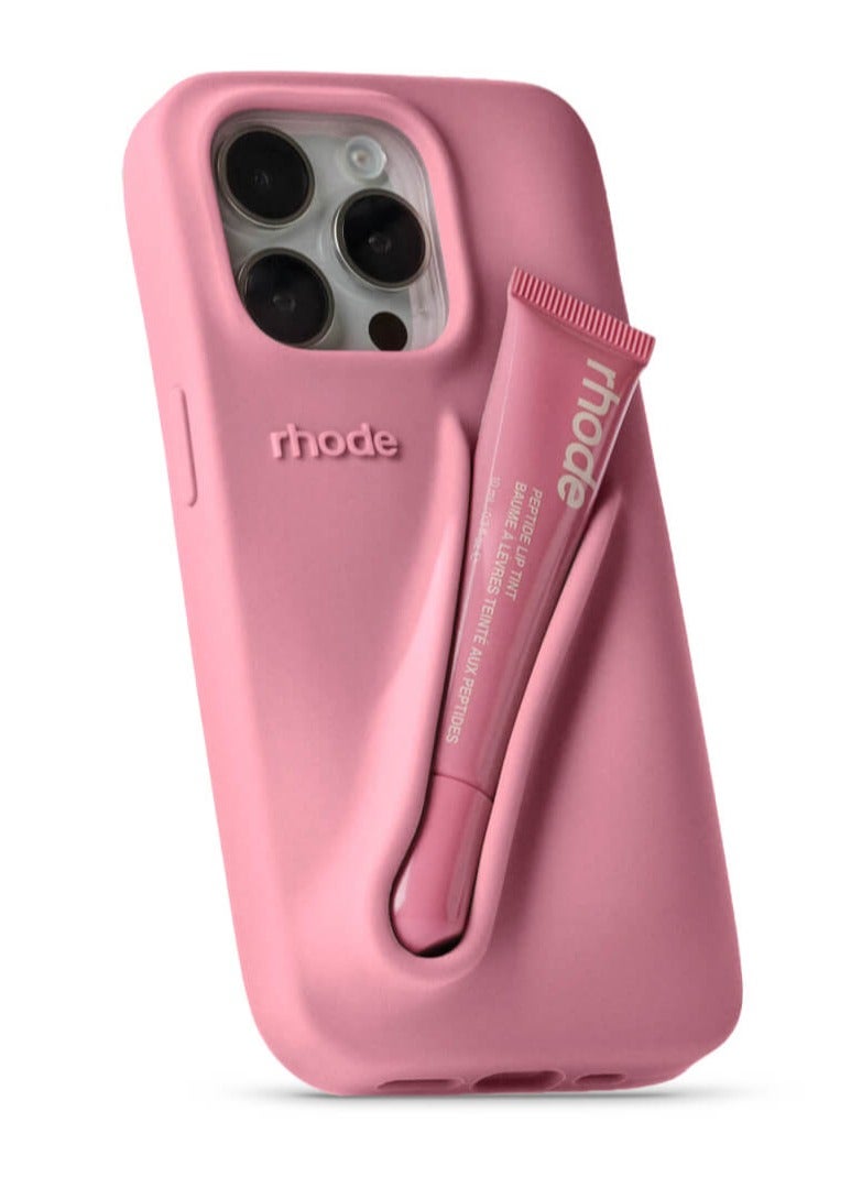 Rhode iPhone 15 Pro Max Silicone Lip Holder for Cell Phone, Lip Gloss Adhesive Sleeve for Phone, Lip Holder Stick-on Phone Case, Back Stick On Holder for Rhode iPhone 15 Pro Max(Ribbon) - Image 1