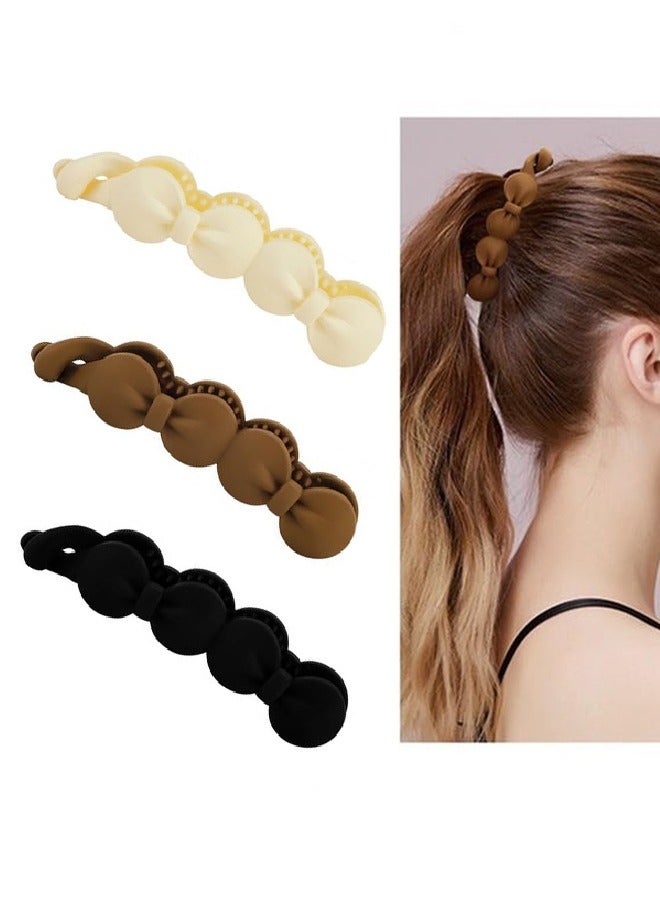 Generic 3 Pcs Bow ​Claw Clips Hair, Matte Strong Hold Ponytail Bun Holder, Hair Jaw Clips Barrettes Styling Accessories for Women Girls - Image 1