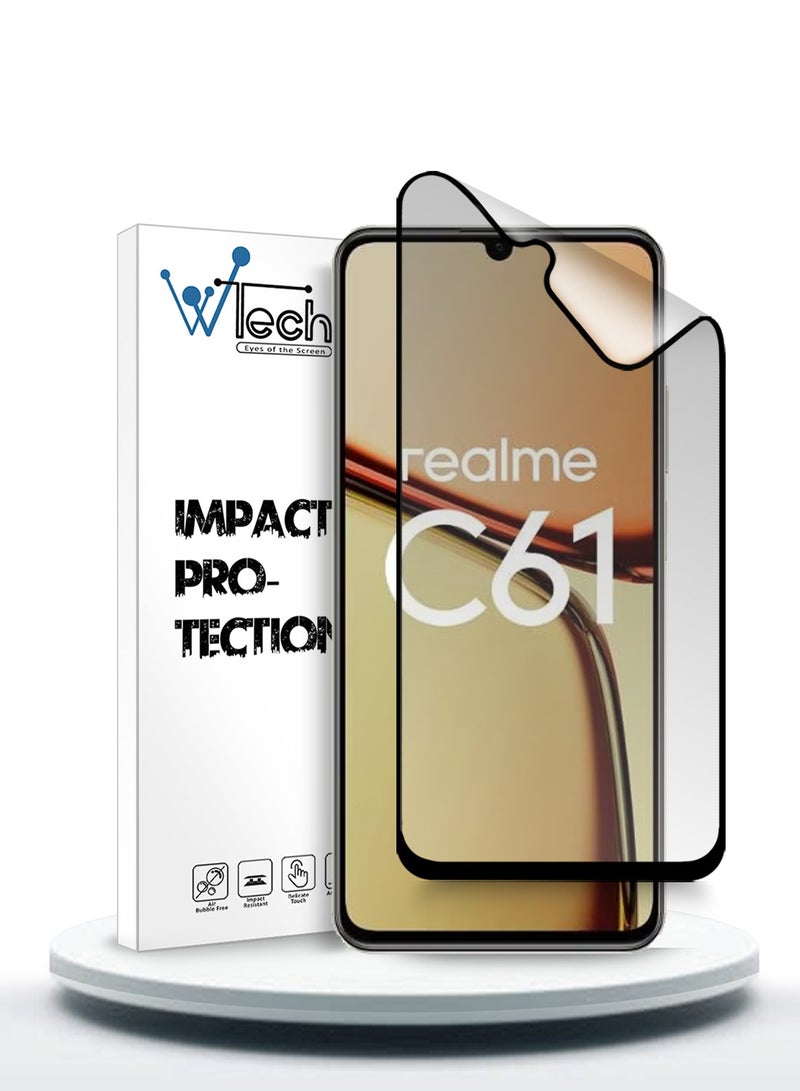 Wtech Realme C61 / Realme C63 4G 2024 Nano Ceramic Full Glue Full Cover Matte Flexible Screen Protector - Clear/Black - Image 1