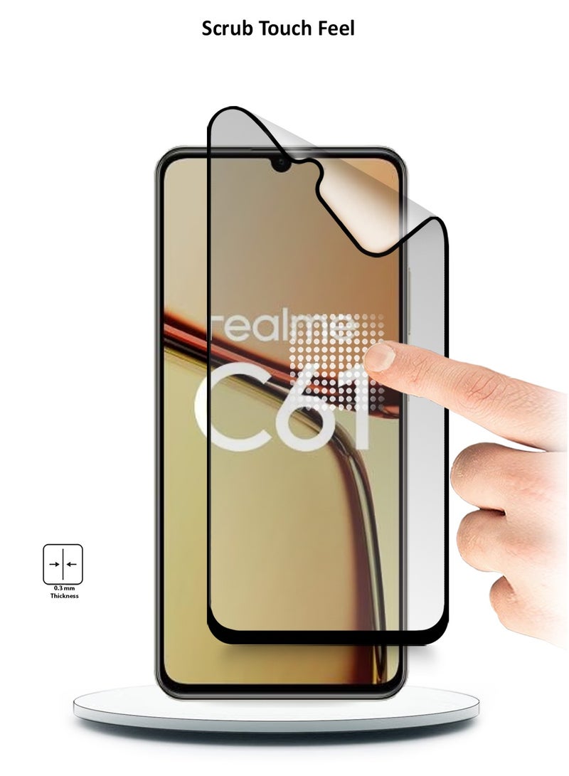 Wtech Realme C61 / Realme C63 4G 2024 Nano Ceramic Full Glue Full Cover Matte Flexible Screen Protector - Clear/Black - Image 3
