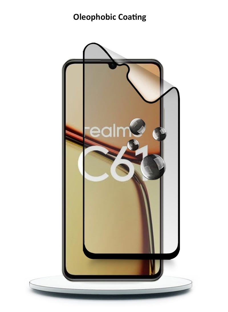 Wtech Realme C61 / Realme C63 4G 2024 Nano Ceramic Full Glue Full Cover Matte Flexible Screen Protector - Clear/Black - Image 5