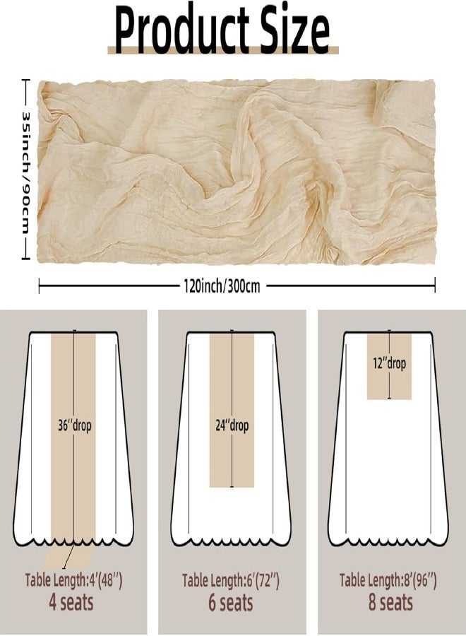 مفرش مائدة قماش الجبن البيج 35x120 بوصة شاش عاجي من الشاش العاجي من القماش القطني البوهيمي لتزيين حفلات الخطوبة وحفلات الزفاف وحفلات الزفاف وحفلات المناولة الأولى - Image 2