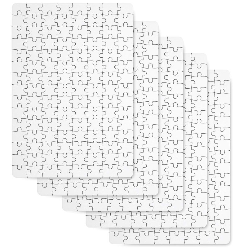 Skylety 6 Sets Sublimation Blanks Puzzles White Jigsaw Puzzle Blank Puzzles DIY Puzzle for Sublimation Transfer Thermal Transfer Heat Press Printing Crafts(A5-80 Style) - Image 1