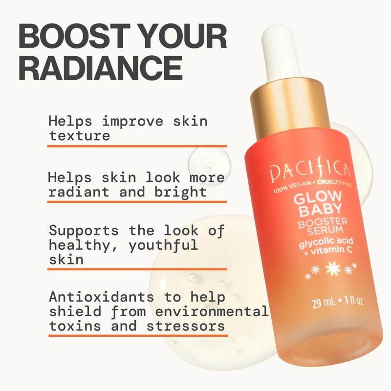 Pacifica Vitamin C Serum for Face â€“ Glow Baby Brightening Facial Serum with Glycolic Acid â€“ Vitamin C Booster Skin Care, Dark Spot Corrector, Vegan Skincare for Glowing Skin, Dermatologist Tested - Image 2