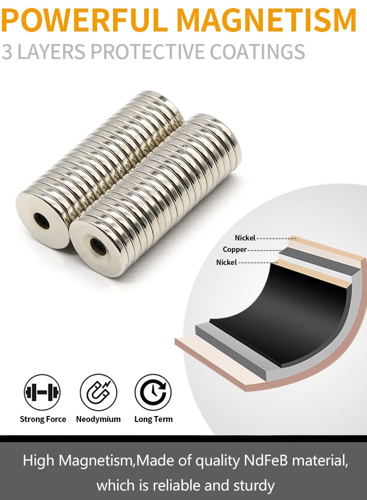 10Pcs 20mm x 3mm Hole 5mm Neodymium Magnet 0.79x0.12-0.2inch NdFeB N35 Round Super Powerful Strong Permanent Magnetic imanes Disc Refrigerator Magnet - Image 4