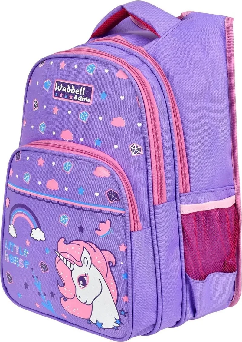 ماشو تريند Lilac Crystal Unicorn School Bag + Nutrition Unicorn Bag Primary School Bag Backpack Sling Bag