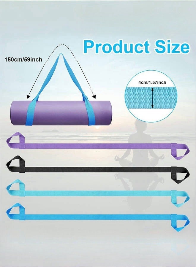 DAREU Adjustable 4‑Pack Yoga Mat Straps – Multicolor Breathable Polyester Yoga Carry & Stretching Slings for Most Mats - Image 3