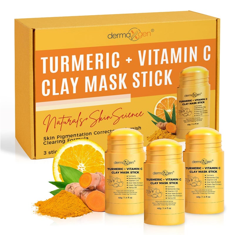 DERMAXGEN Turmeric Face Mask Pure Organic Acne Treatment Boosts Circulation Antiaging For Dull And Dry Skin Care Set Of 3
