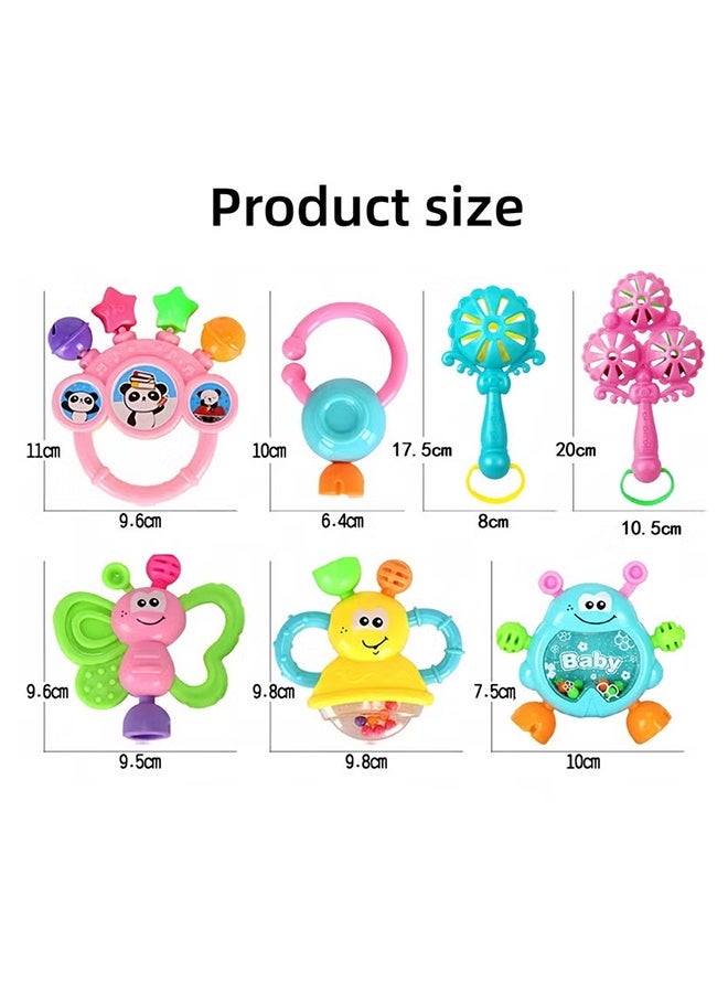 Jamal 7-Piece Baby Rattle Toy, Infant Teething Toys, Grab and Spin Rattles Sensory Toy Set, Baby Toys Gift for Babies 3M+ old Boys Girls, Early Educational Toy Set - Image 3