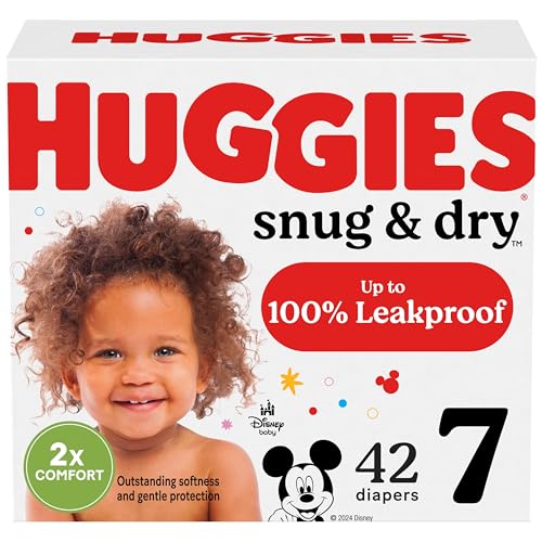 Huggies Size 7 Diapers, Snug & Dry Baby Diapers, Size 7 (41+ lbs), 42 Count, Packaging May Vary - Image 1