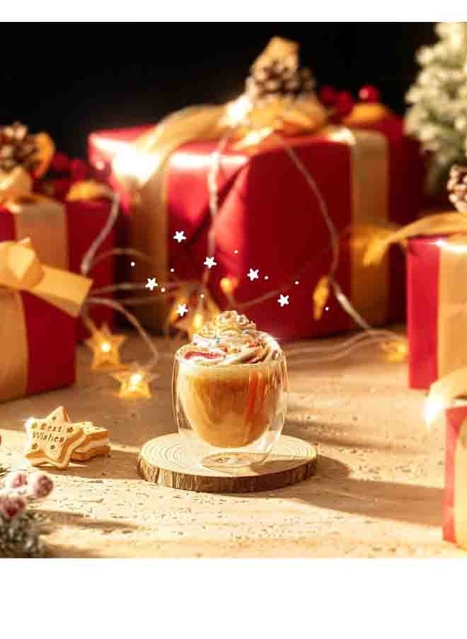 ماركة غير محددة - طقم أكواب إسبرسو معزول بجدار مزدوج مكون من 4 قطع، سعة 4 أونصات، مصنوع يدويًا من الزجاج الأبيض - Image 1