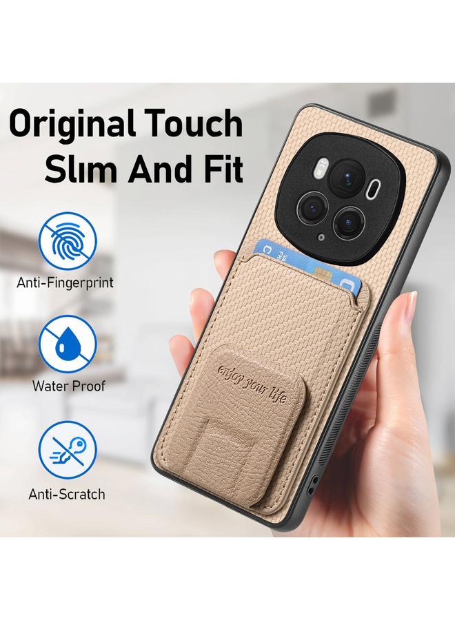 S-TOP Case For Honor Magic6 Pro Carbon Fiber Card Bag Fold Stand Phone Case - Image 5
