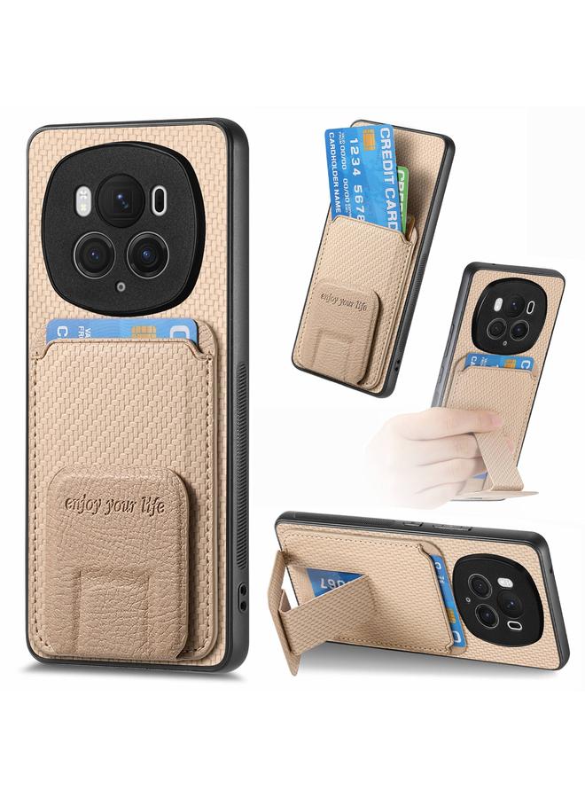 S-TOP Case For Honor Magic6 Pro Carbon Fiber Card Bag Fold Stand Phone Case - Image 1