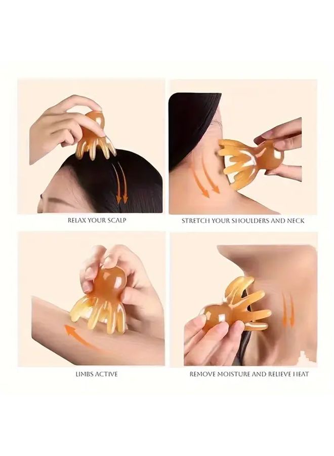 Octopus Head Massager 2 Pieces Random Color Handheld Muscle Relaxation Tool Ergonomic Design Portable Travel Massager - Image 3