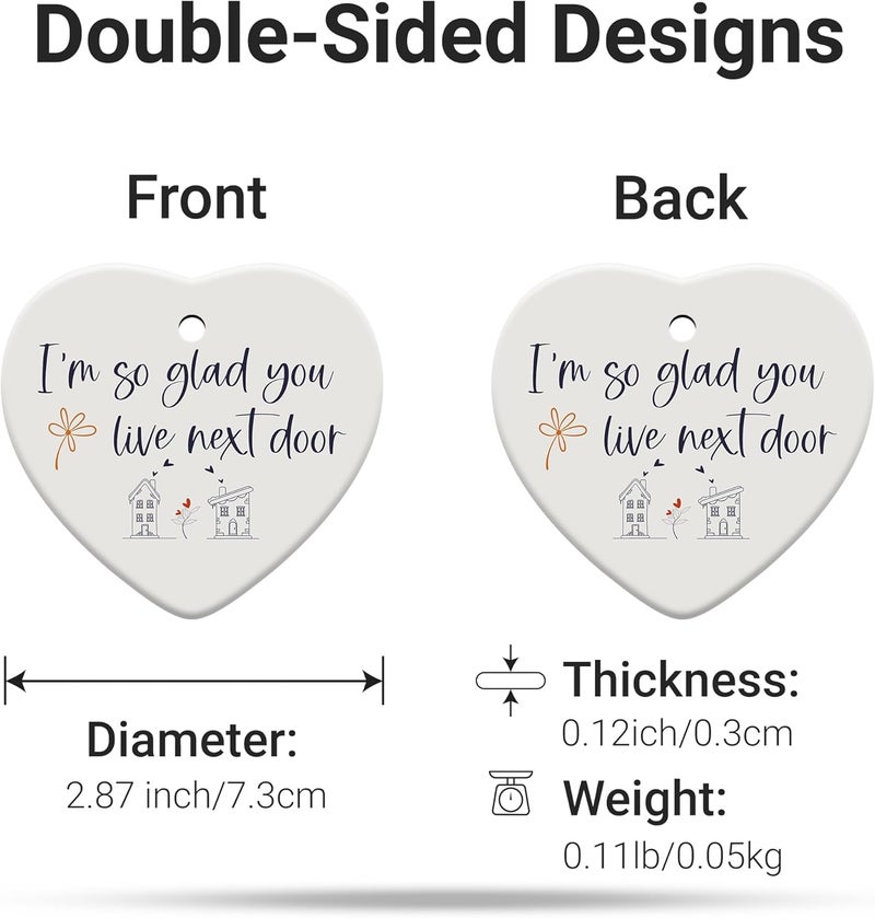 88FERMION Friendship Gifts for Women, Neighbor Gifts, Best Friend, Funny, Work Besties, Friend Ornaments for Women, Ceramic Christmas Ornaments - Image 2