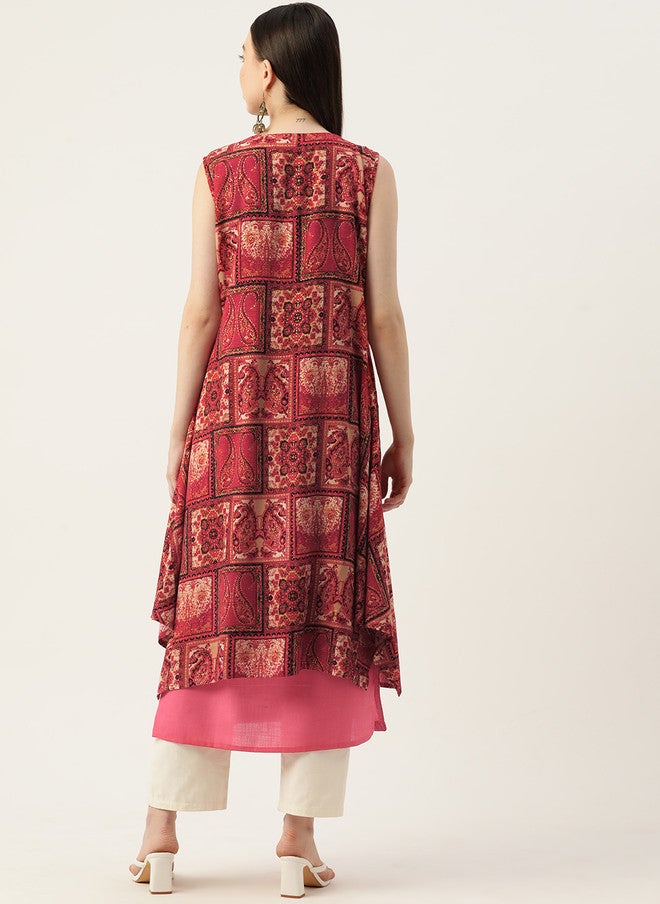 Rue Collection كُرتا مزين بتطريز هندسي وعمل مرآة مع شروغ للنساء - Image 5